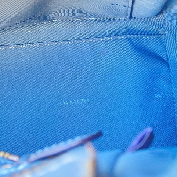 Coach NY Grace Crossbody Satchel in Striking Blue-Gray Leather with Black Edges - Picture 9 of 14